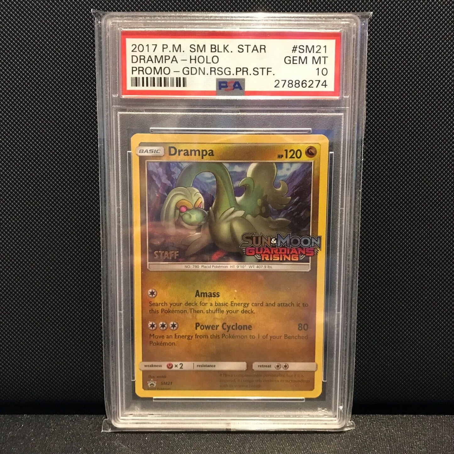 PSA 10 - Staff Stamp SM Guardians Rising Drampa, Mudsdale, Sandslash, Oricorio