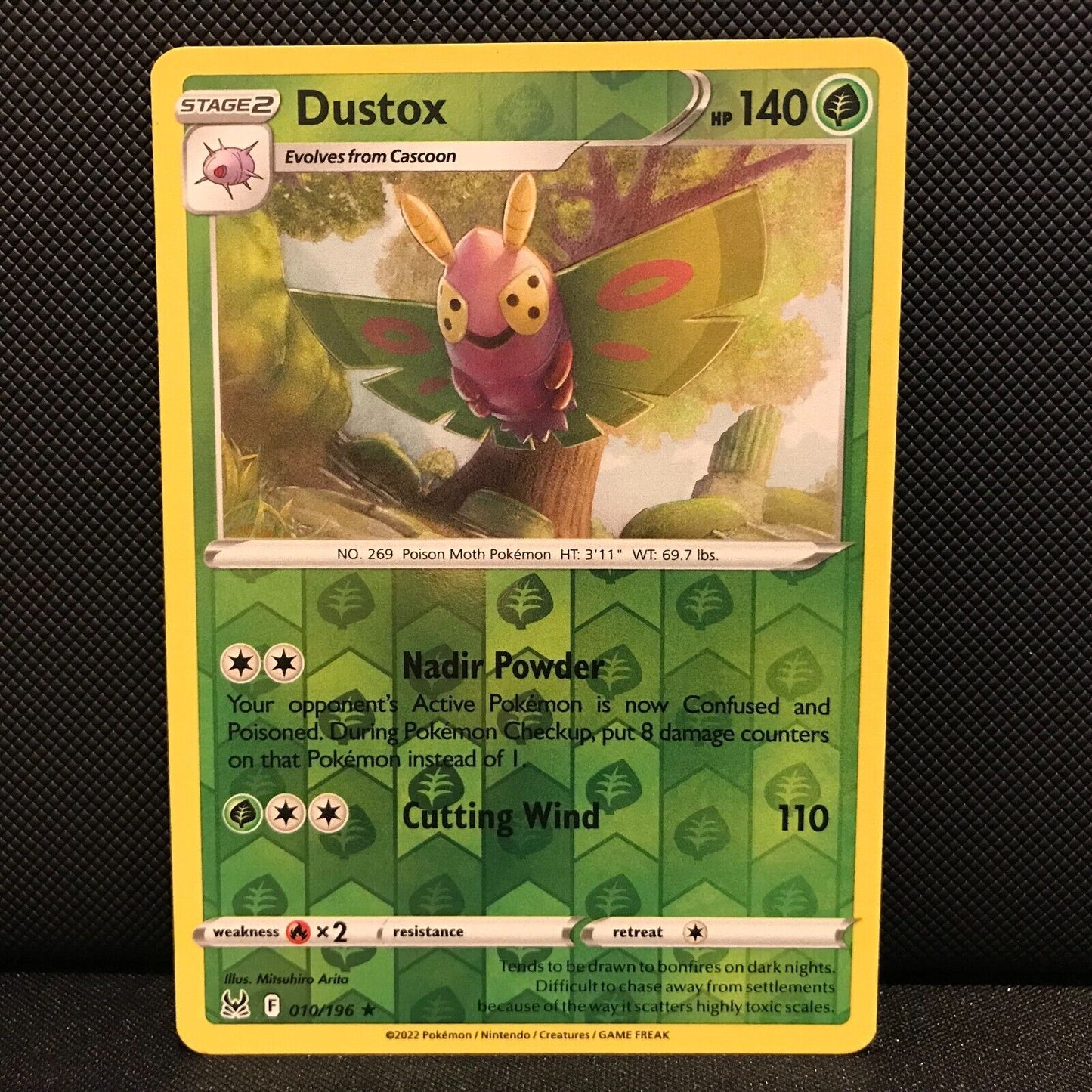 Dustox Reverse Holo 10/196 - Lost Origin Pokemon Card - NM/Mint