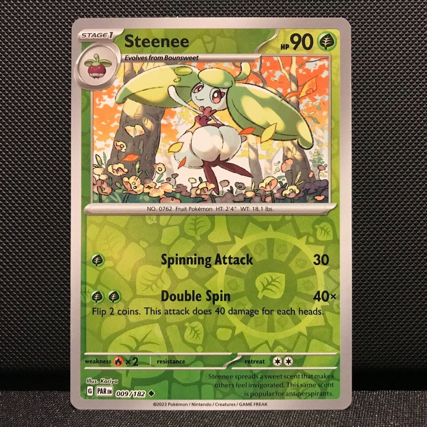 Steenee Reverse Holo 009/182 - Paradox Rift Pokemon Card - NM/Mint