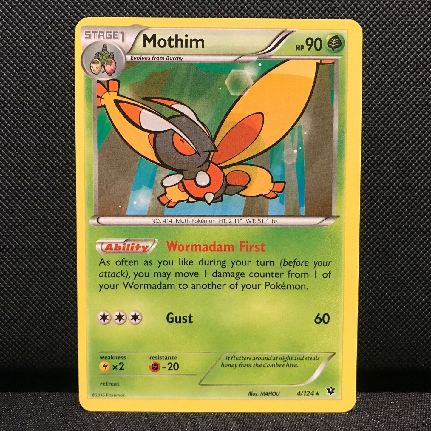 Mothim 4/124 - Fates Collide Pokemon Card - NM/Mint