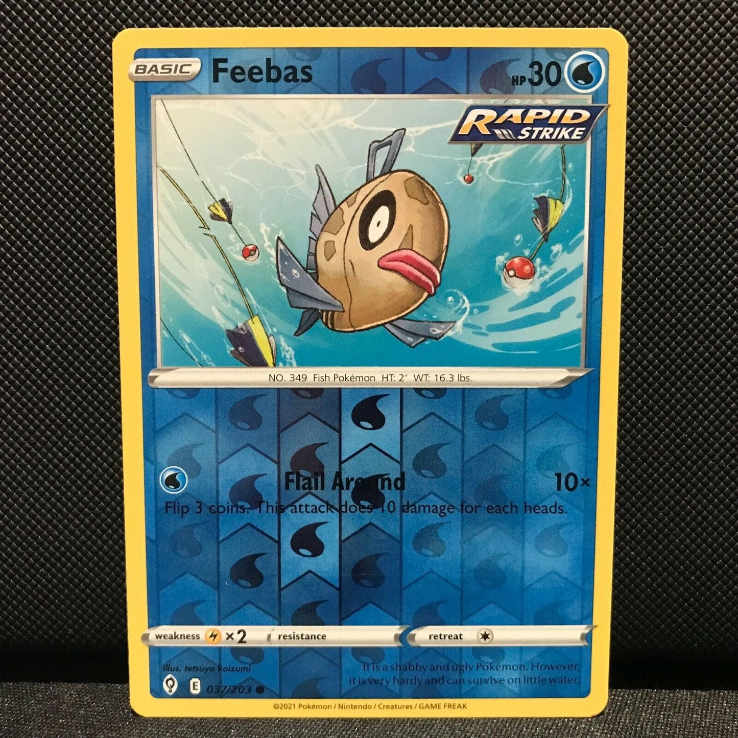 Feebas Reverse Holo 37/203 - Evolving Skies Pokemon Card - NM/Mint
