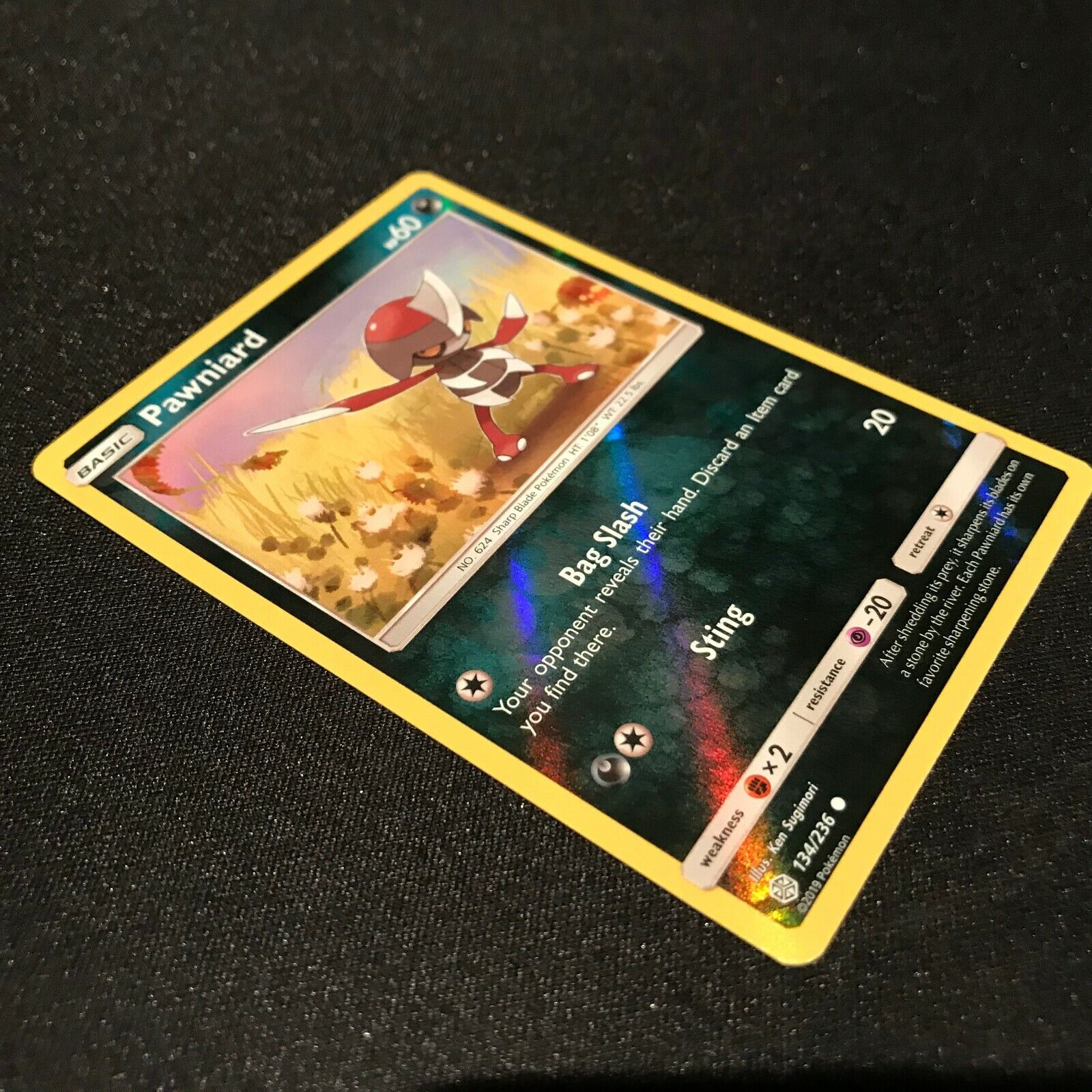 Pawniard 134/236 Reverse Holo - Cosmic Eclipse Pokemon Card - NM/Mint
