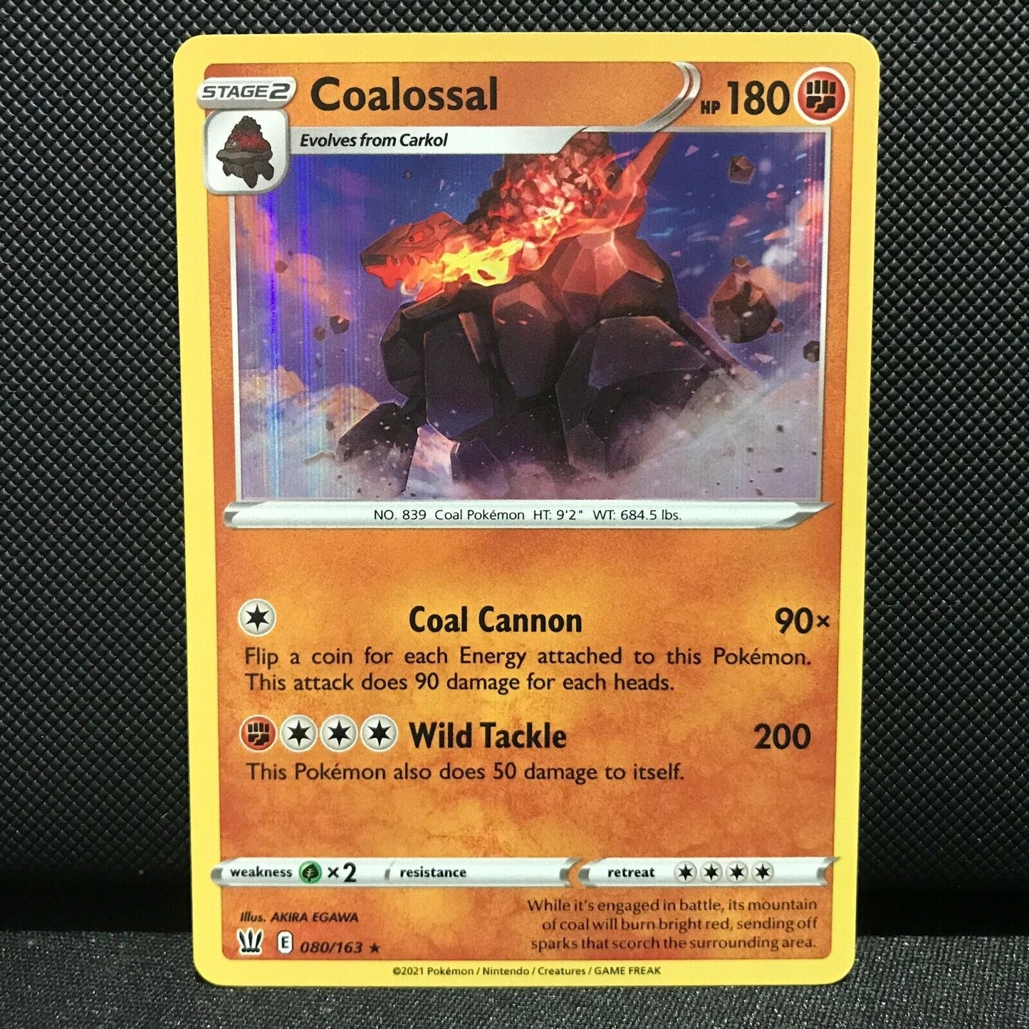 Coalossal Holo 80/163 - Battle Styles Pokemon Card - NM/Mint