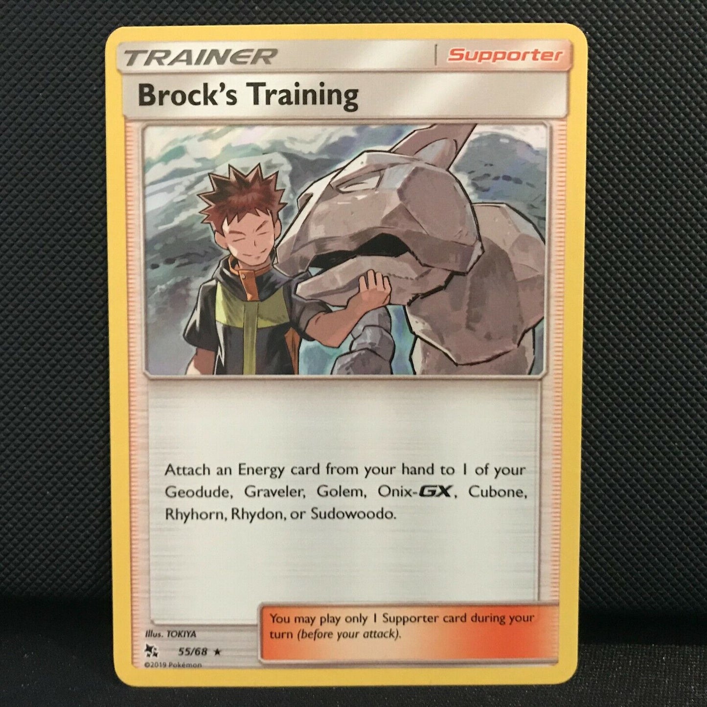 Brock's Training 55/68 - Holo Hidden Fates Pokemon Card - NM/Mint