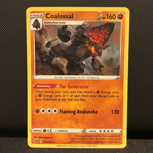 Coalossal Holo 107/192 - Rebel Clash Pokemon Card - NM/Mint