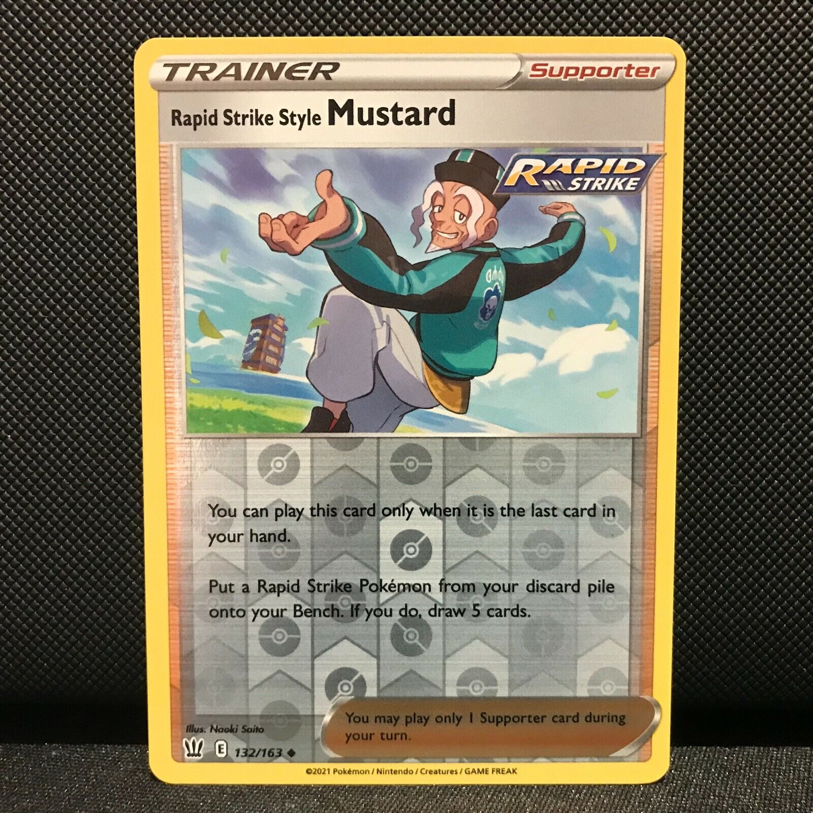 Rapid Strike Mustard Reverse Holo 132/163 - Battle Styles Pokemon Card - NM/Mint