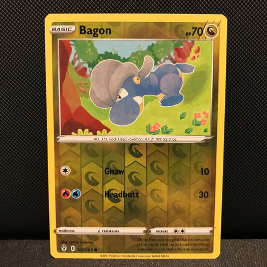 Bagon Reverse Holo 107/203 - Evolving Skies Pokemon Card - NM/Mint