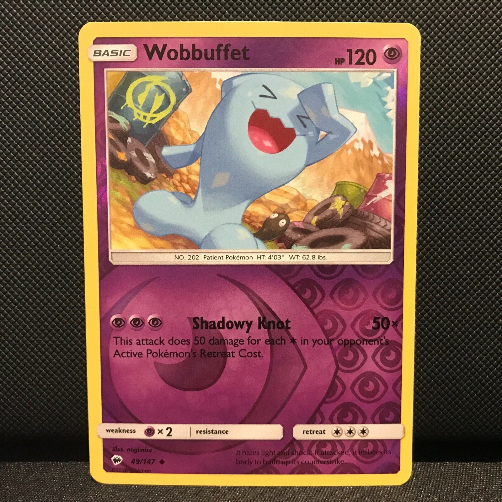 Wobbuffet Reverse Holo 49/147- Burning Shadows Pokemon Card - NM/Mint