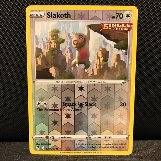 Slakoth Reverse Holo 129/203 - Evolving Skies Pokemon Card - NM/Mint