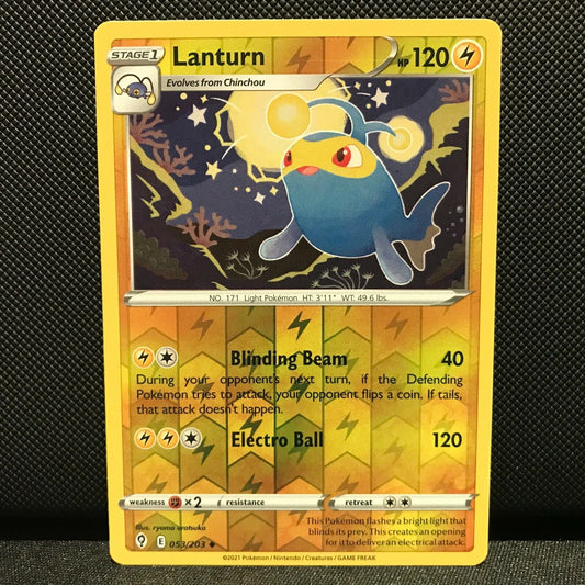 Lanturn Reverse Holo 53/203 - Evolving Skies Pokemon Card - NM/Mint