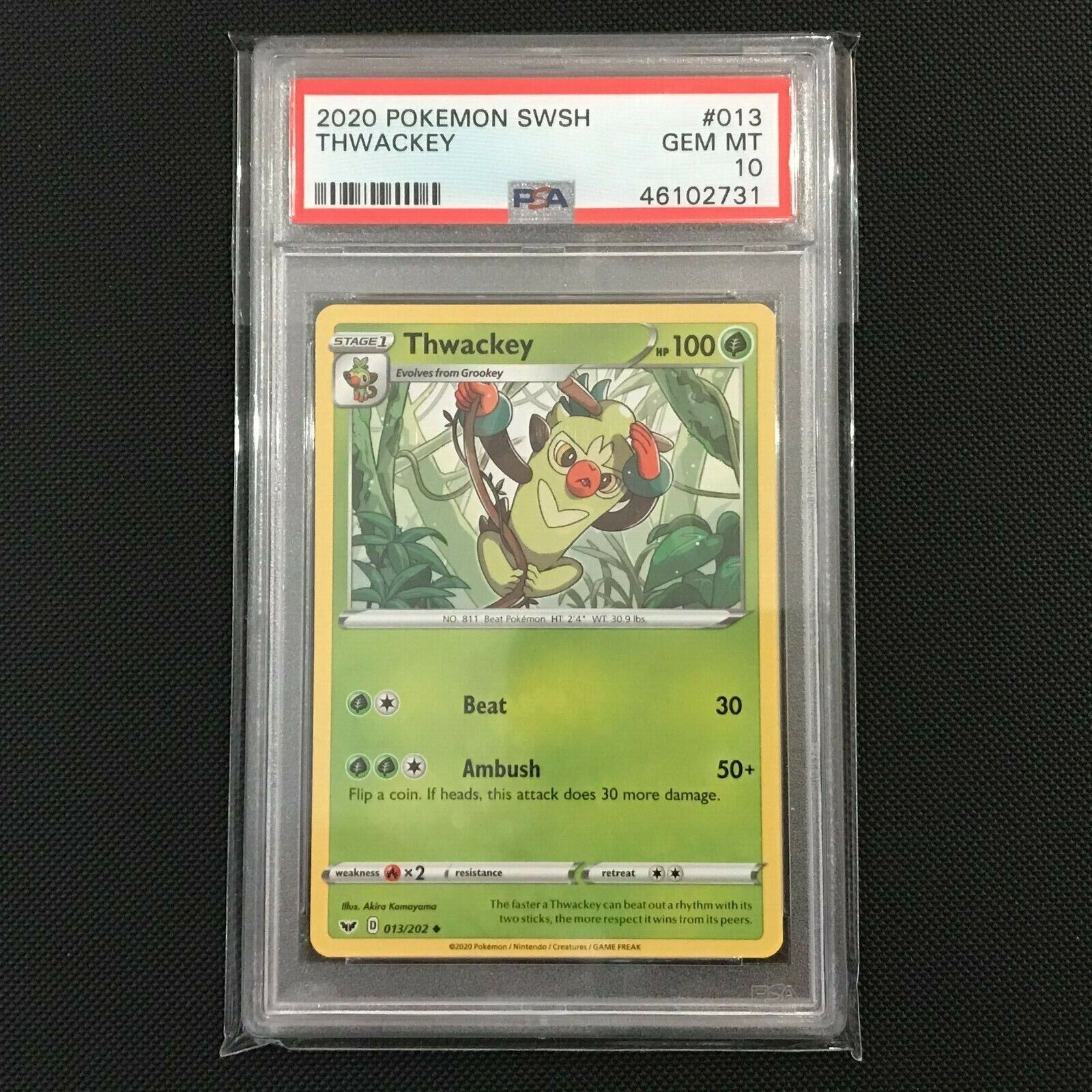 PSA 10 - Thwackey 13/202 - Sword & Shield Pokemon Card