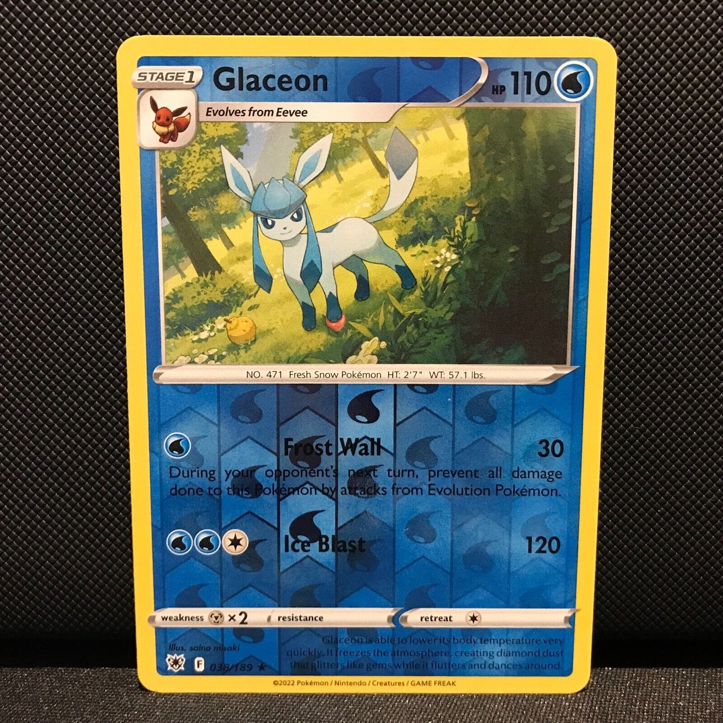Glaceon Reverse Holo 38/189 - Astral Radiance Pokemon Card - NM/Mint