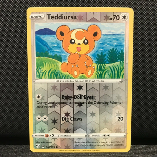 Teddiursa Reverse Holo 138/189 - Darkness Ablaze Pokemon Card - NM/Mint