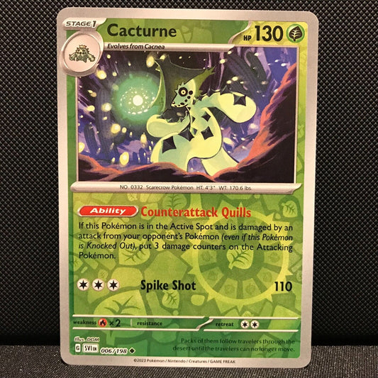 Cacturne Reverse Holo 006/198 - SV1EN Base Set Pokemon Card - NM/Mint