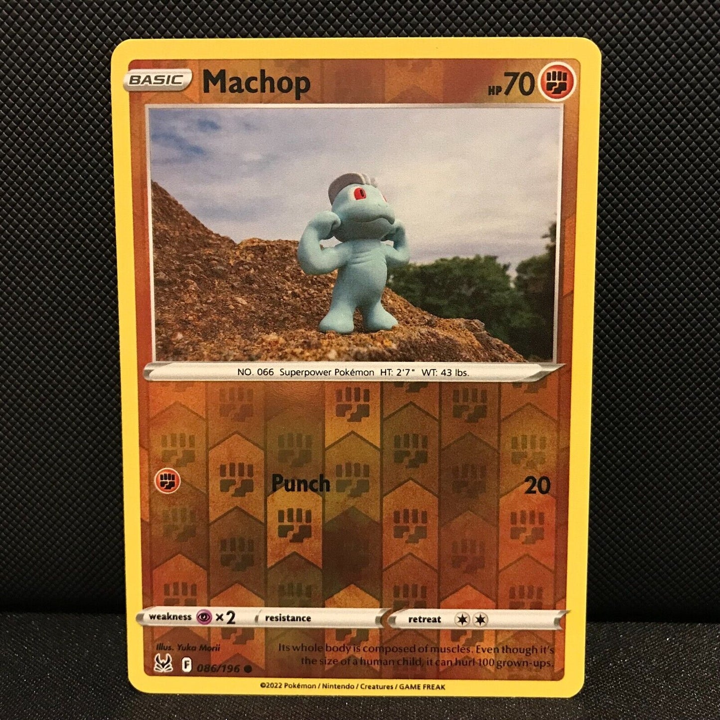 Machop Reverse Holo 86/196 - Lost Origin Pokemon Card - NM/Mint