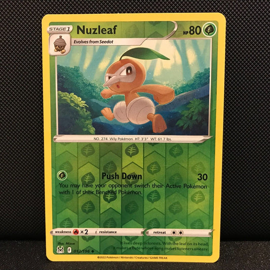 Nuzleaf Reverse Holo 12/196 - Lost Origin Pokemon Card - NM/Mint