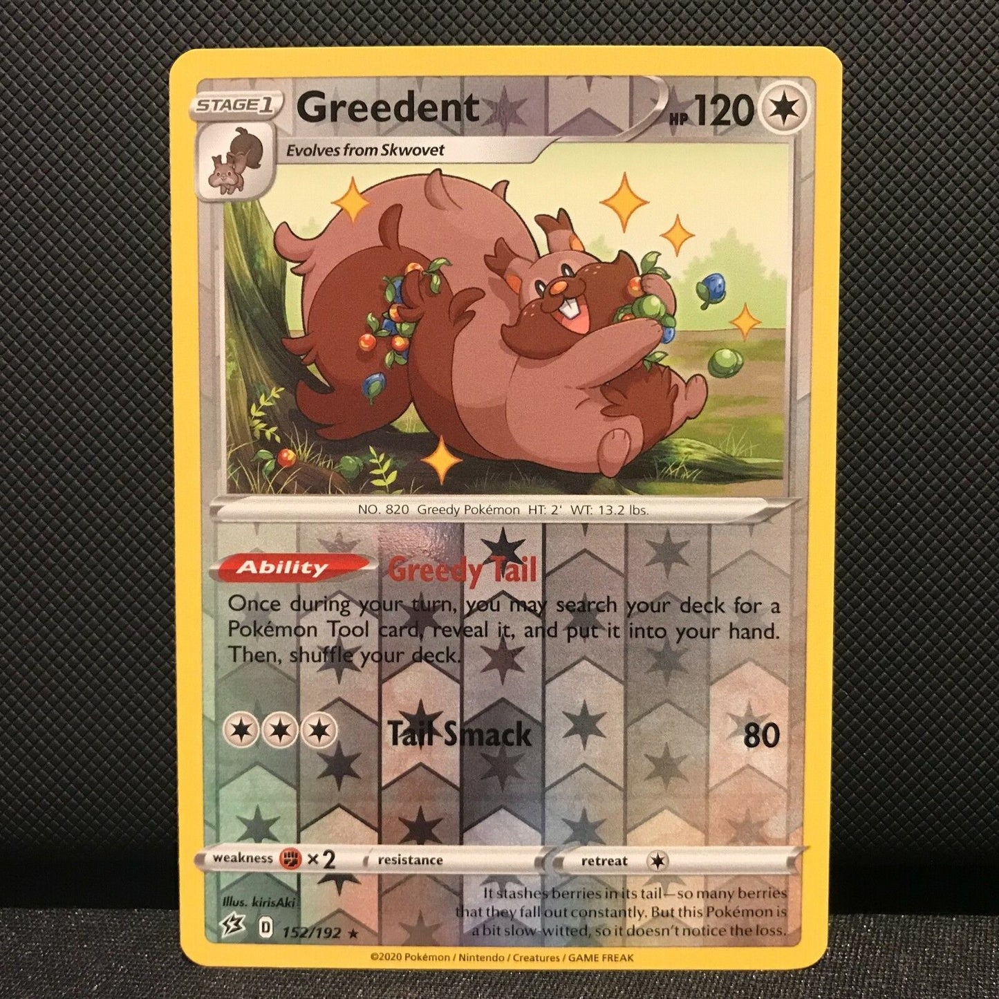 Greedent Reverse Holo 152/192 - Rebel Clash Pokemon Card NM/Mint