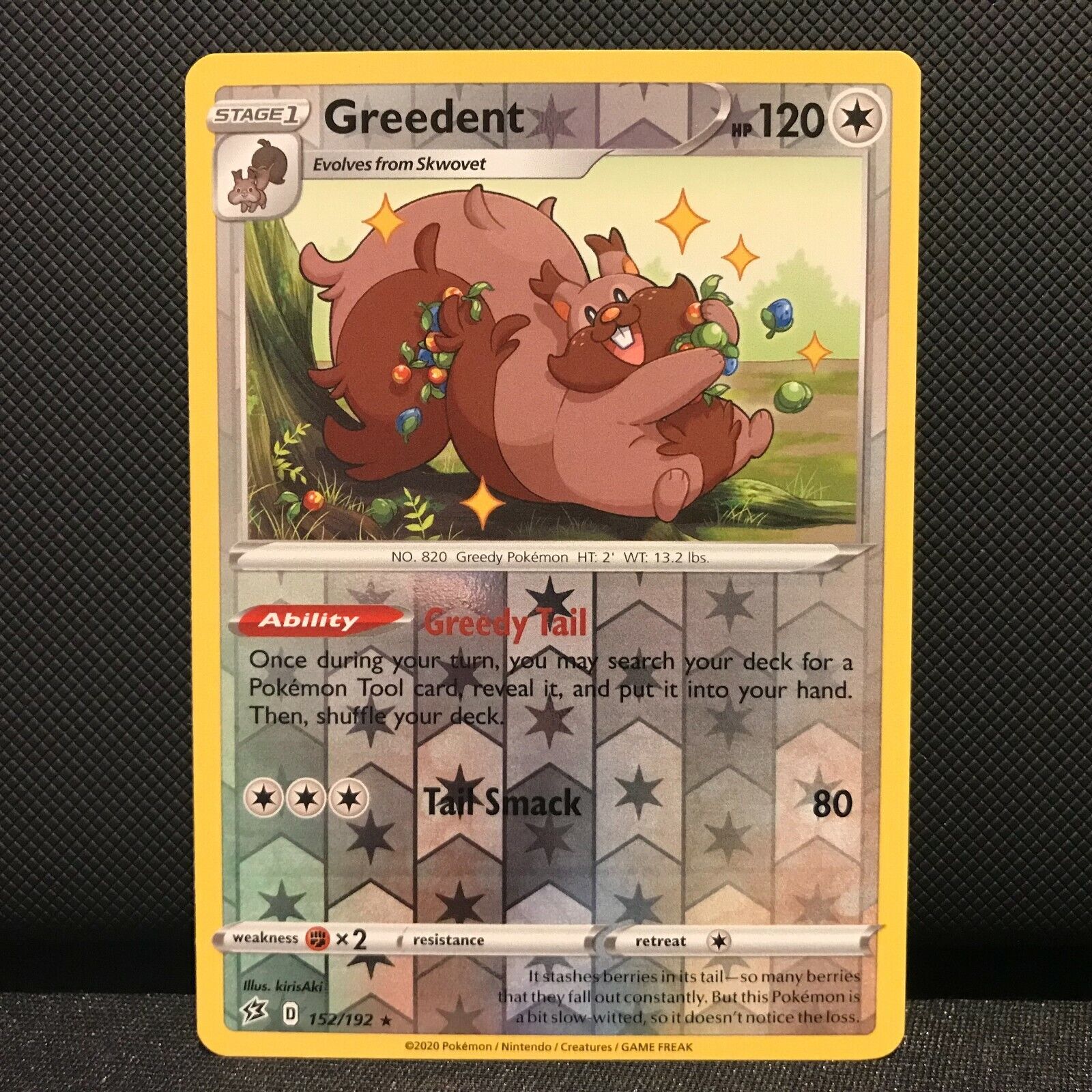 Greedent Reverse Holo 152/192 - Rebel Clash Pokemon Card NM/Mint