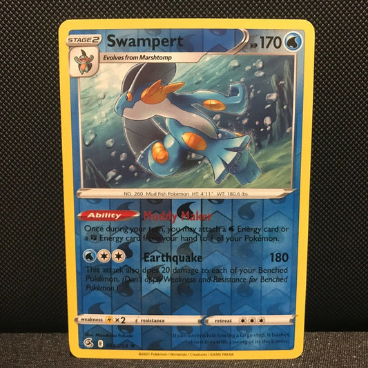 Swampert Reverse Holo 64/264 - Fusion Strike Pokemon Card - NM/Mint