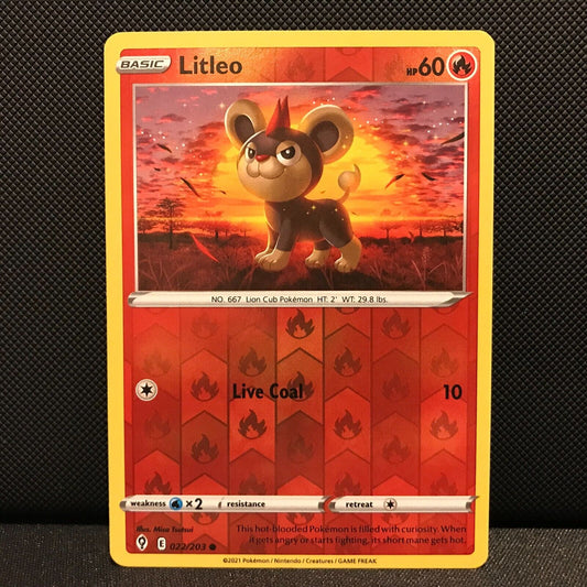 Litleo Reverse Holo 22/203 - Evolving Skies Pokemon Card - NM/Mint