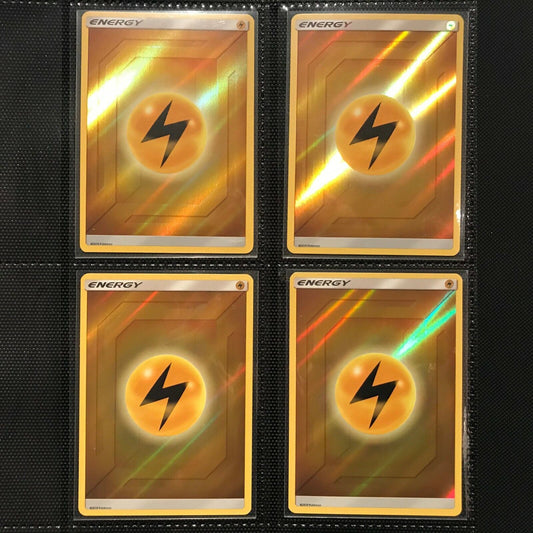Set of 4 Reverse Holo Lightning Energy - Hidden Fates Pokemon Card - NM/Mint