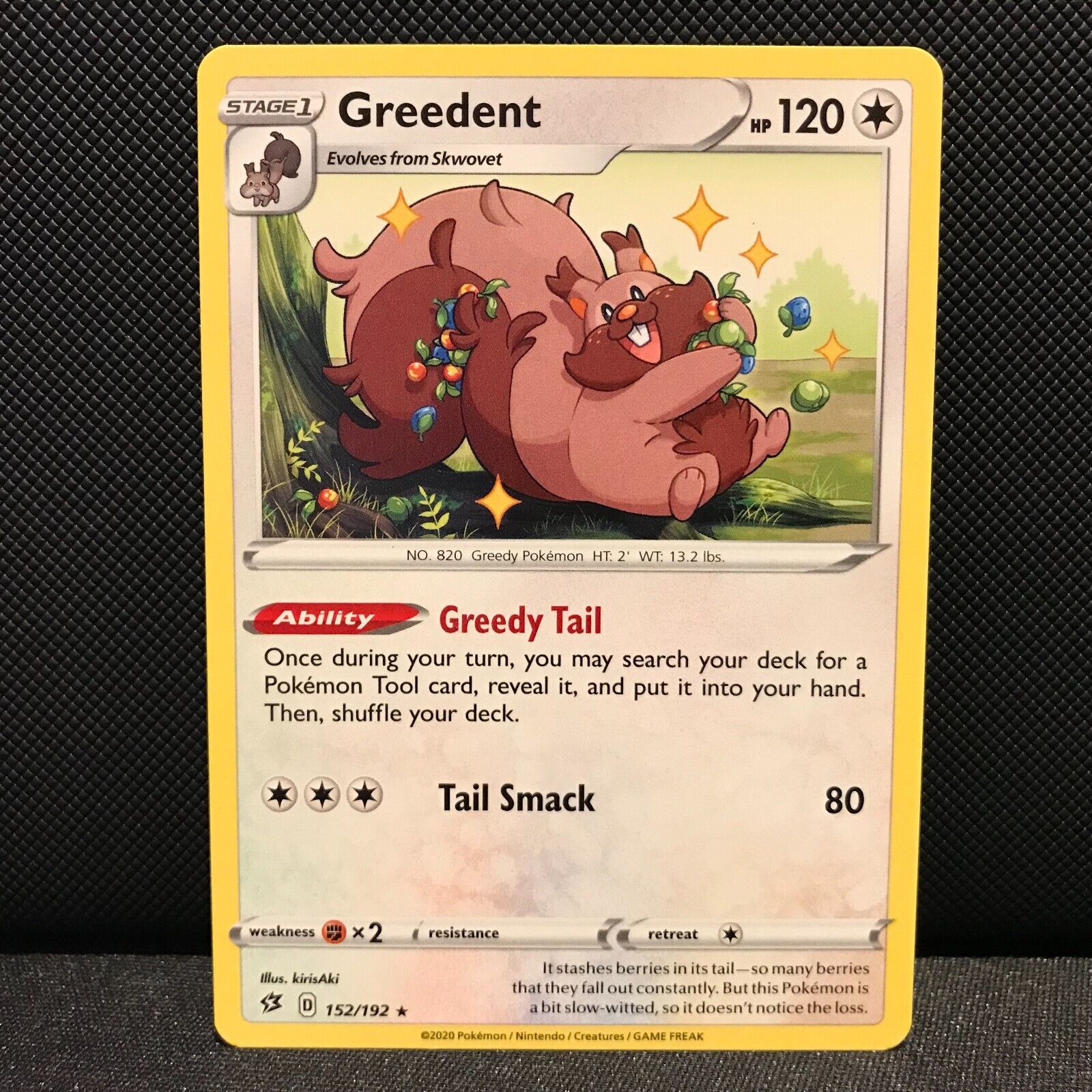 Greedent 152/192 - Rebel Clash Pokemon Card - NM/Mint
