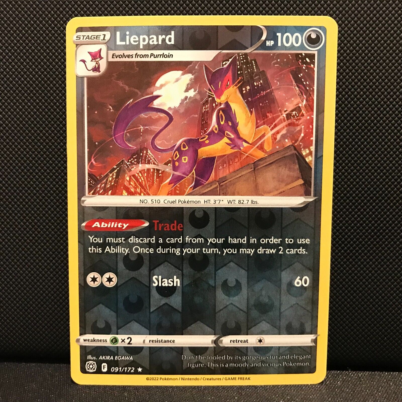 Liepard Reverse Holo 91/172 - Brilliant Stars Pokemon Card - NM/Mint