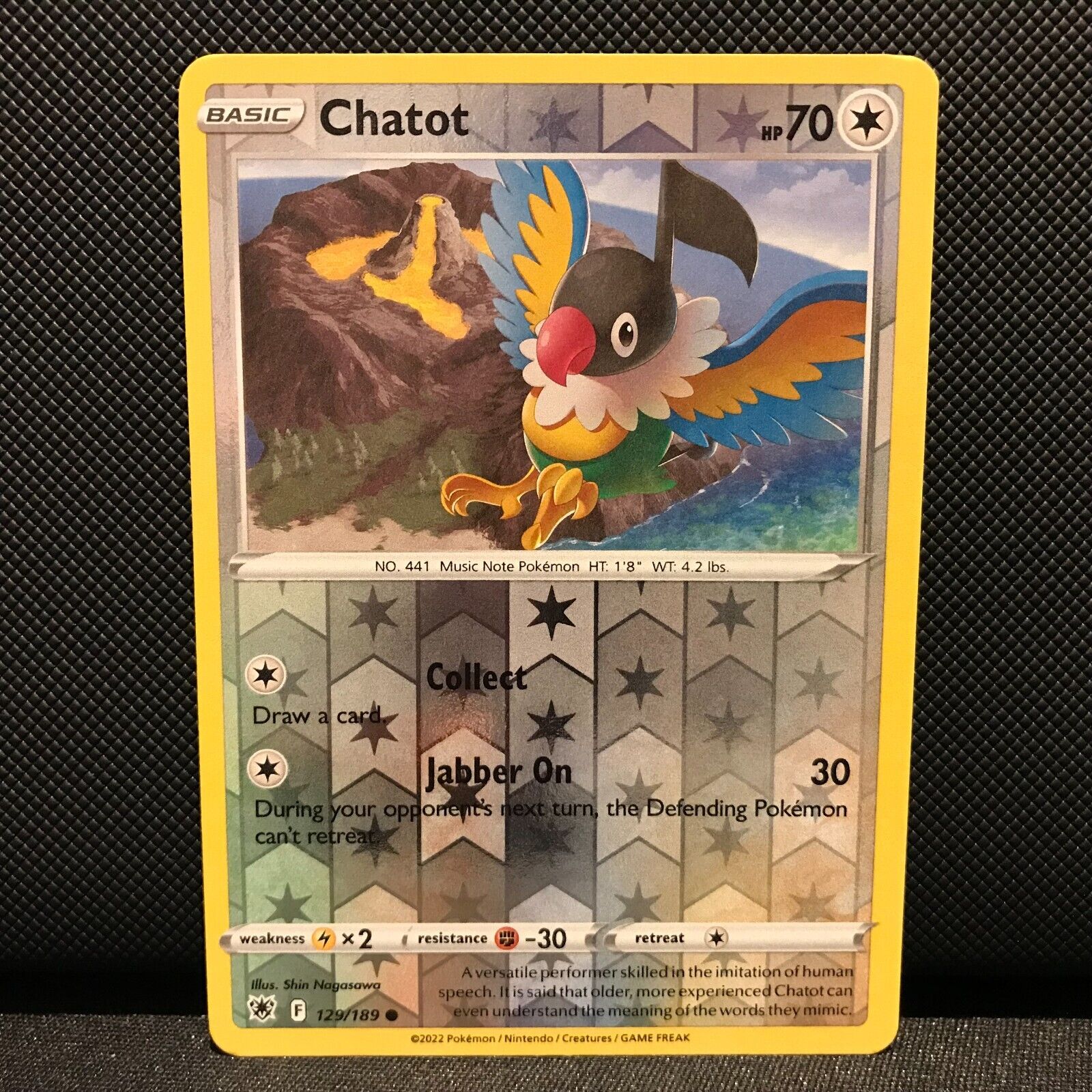 Chatot Reverse Holo 129/189 - Astral Radiance Pokemon Card - NM/Mint
