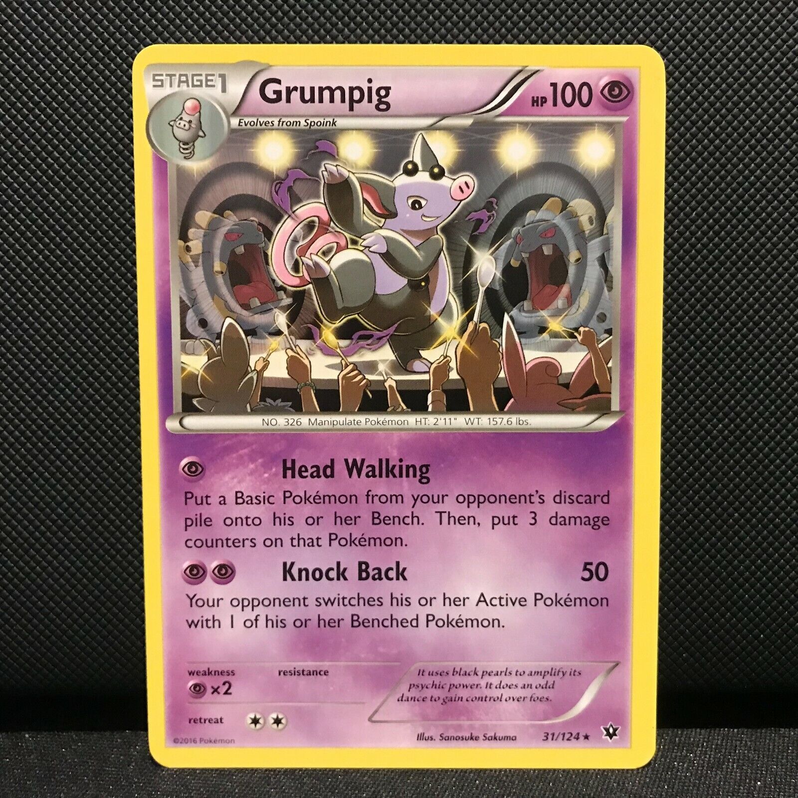 Grumpig 31/124 - Fates Collide Pokemon Card - NM/Mint