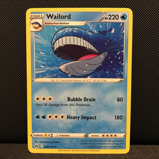 Wailord 32/159 - Crown Zenith Pokemon Card - NM/Mint