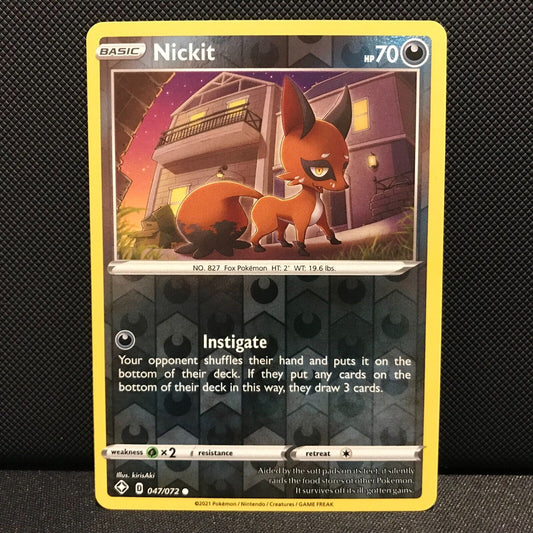 Nickit Reverse Holo 47/72 - Shining Fates Pokemon Card - NM/Mint