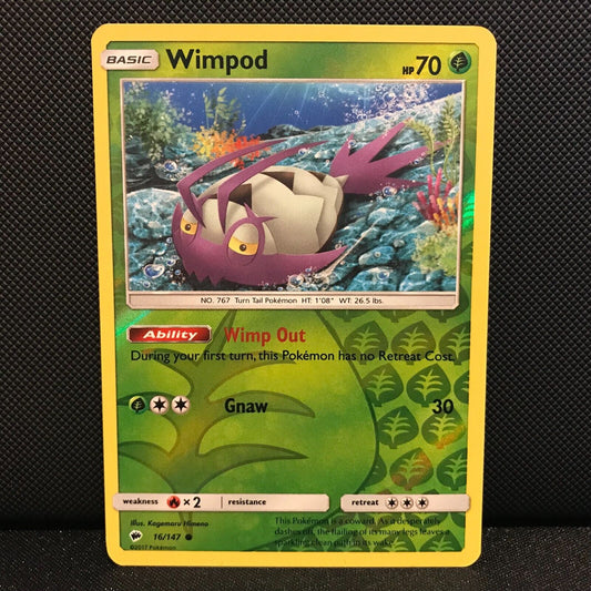 Wimpod Reverse Holo 16/147 - Burning Shadows Pokemon Card - NM/Mint