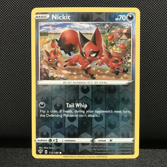 Nickit Reverse Holo 112/189 - Darkness Ablaze Pokemon Card - NM/Mint