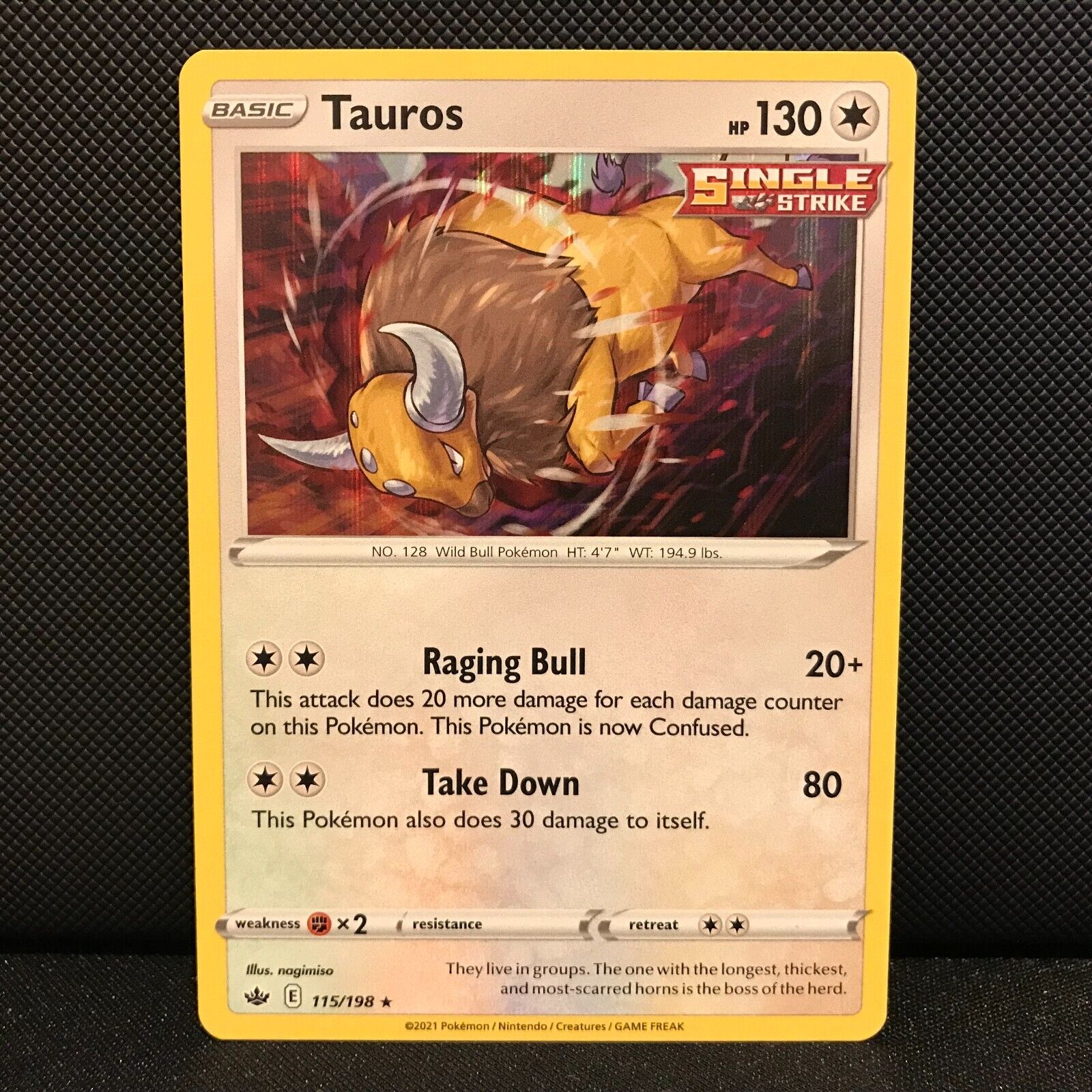 Tauros Holo 115/198 - Chilling Reign Pokemon Card - NM/Mint