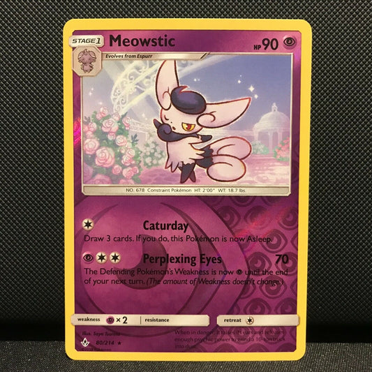 Meowstic Reverse Holo 80/214 - Unbroken Bonds Pokemon Card - NM/Mint