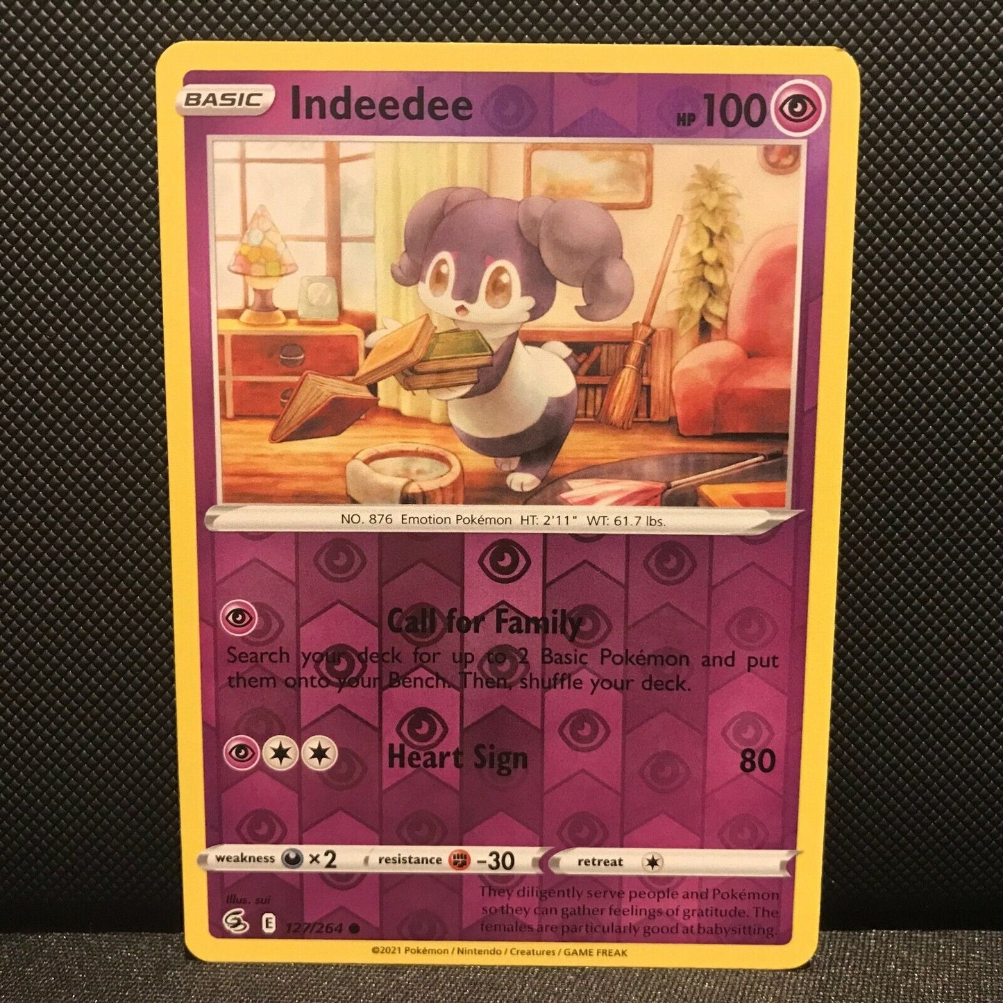 Indeedee Reverse Holo 127/264 - Fusion Strike Pokemon Card - NM/Mint
