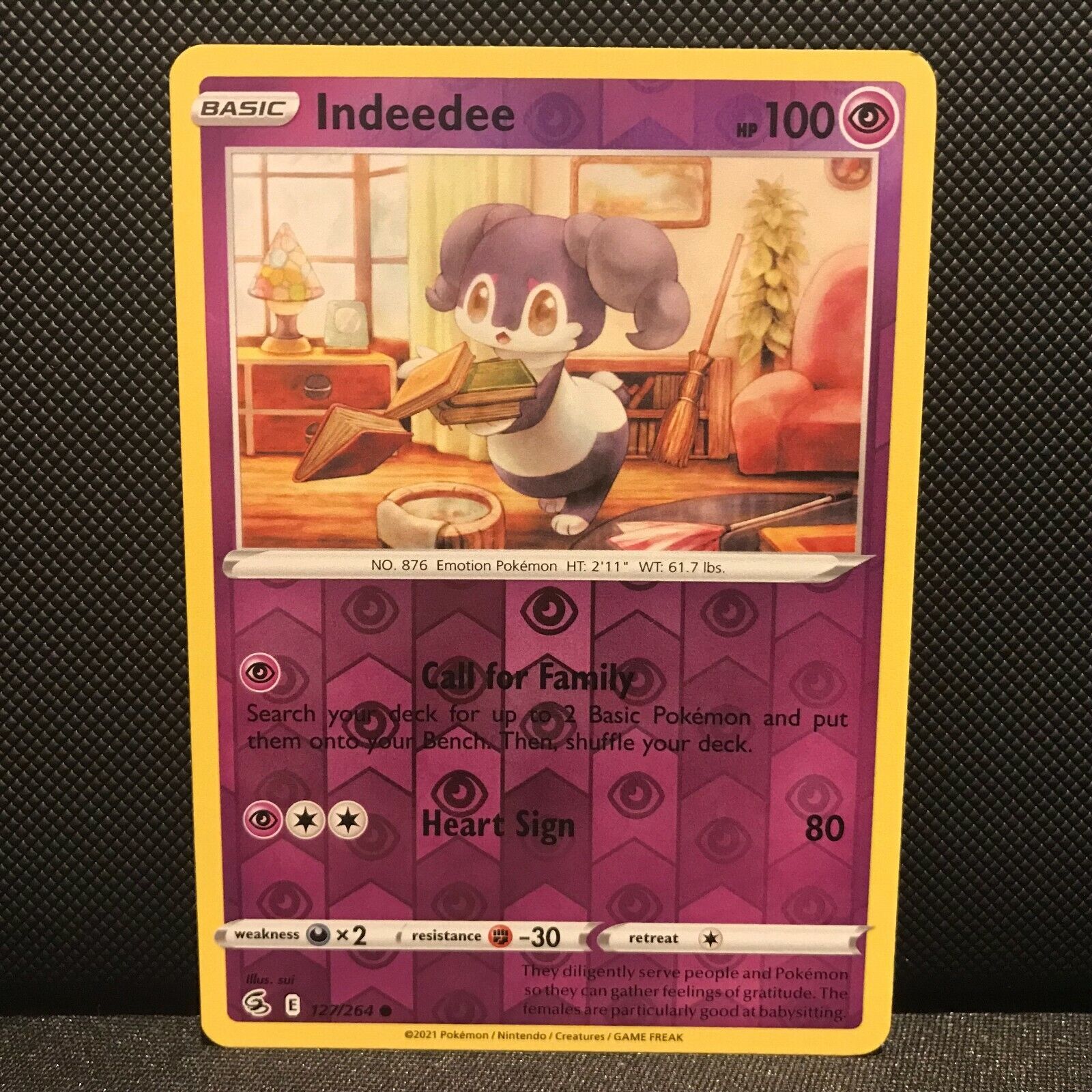 Indeedee Reverse Holo 127/264 - Fusion Strike Pokemon Card - NM/Mint