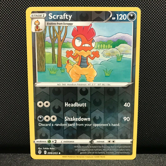 Scrafty Reverse Holo 99/203 - Evolving Skies Pokemon Card - NM/Mint