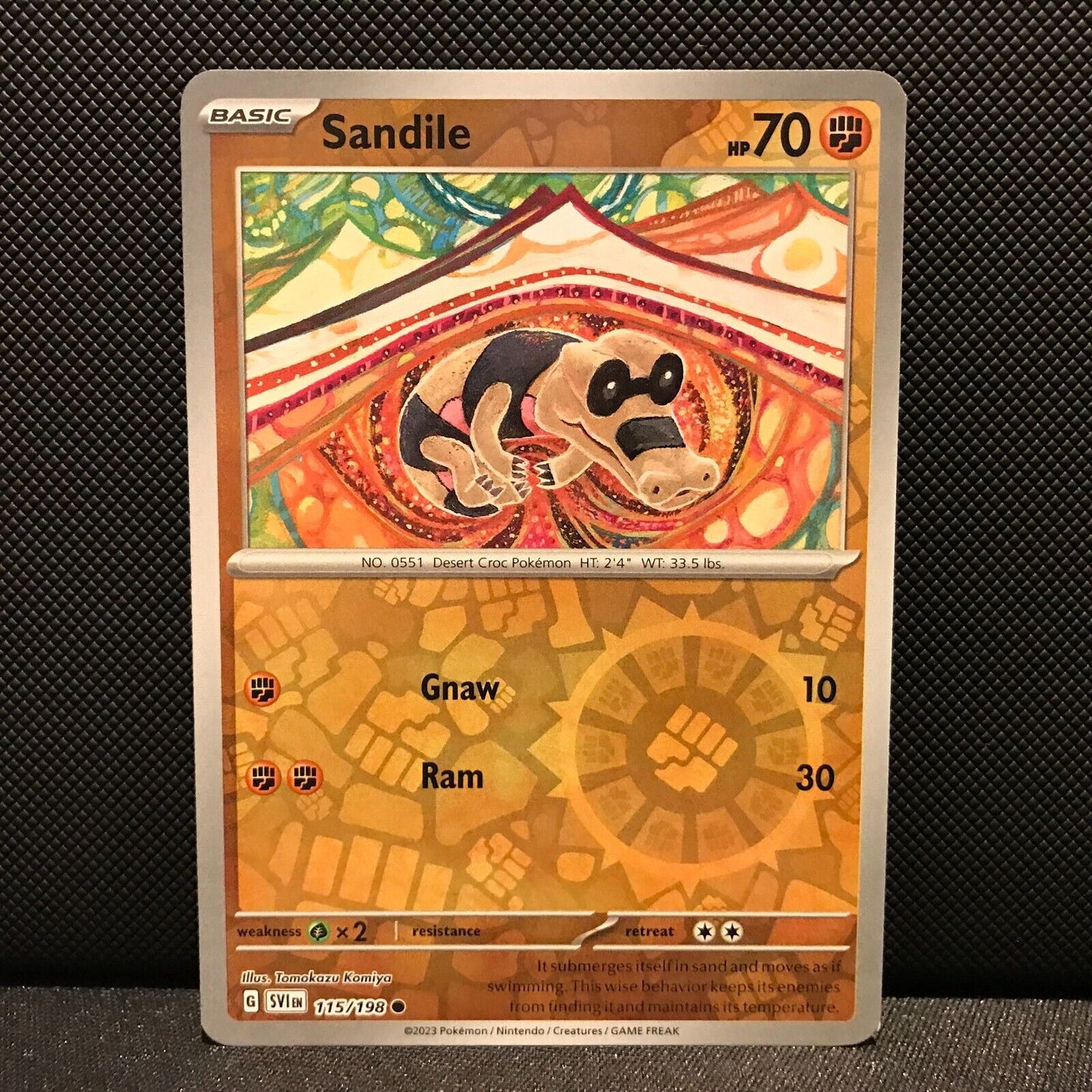 Sandile Reverse Holo 115/198 - SV1EN Base Set Pokemon Card - NM/Mint