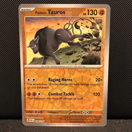 Paldean Tauros Reverse Holo 108/193 - SV2 Paldea Evolved Pokemon Card - NM/Mint