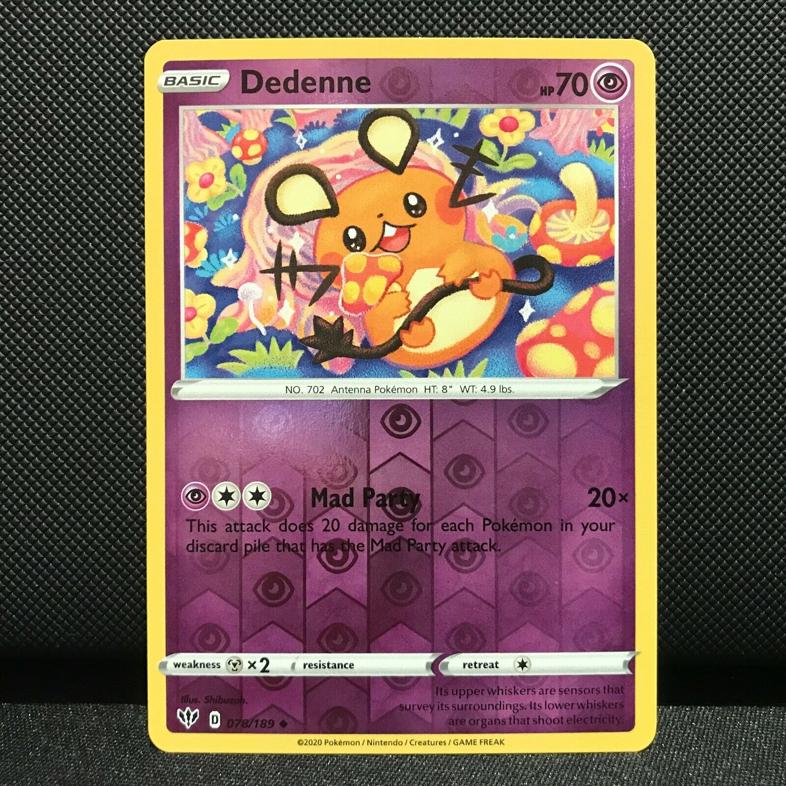 Dedenne Reverse Holo 78/189 - Darkness Ablaze Pokemon Card - NM/Mint