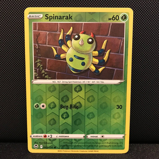 Spinarak Reverse Holo 3/195 - Silver Tempest Pokemon Card - NM/Mint