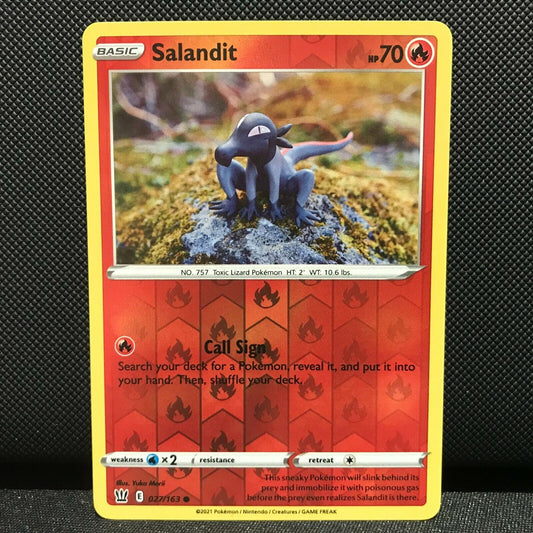 Salandit Reverse Holo 27/163 - Battle Styles Pokemon Card - NM/Mint