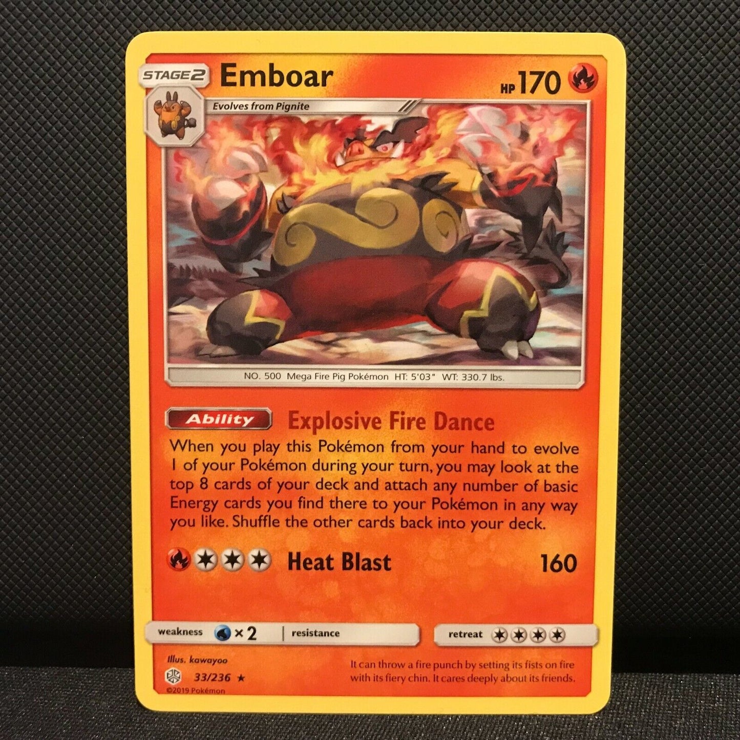 Emboar 33/236 - Cosmic Eclipse Pokemon Card - NM/Mint