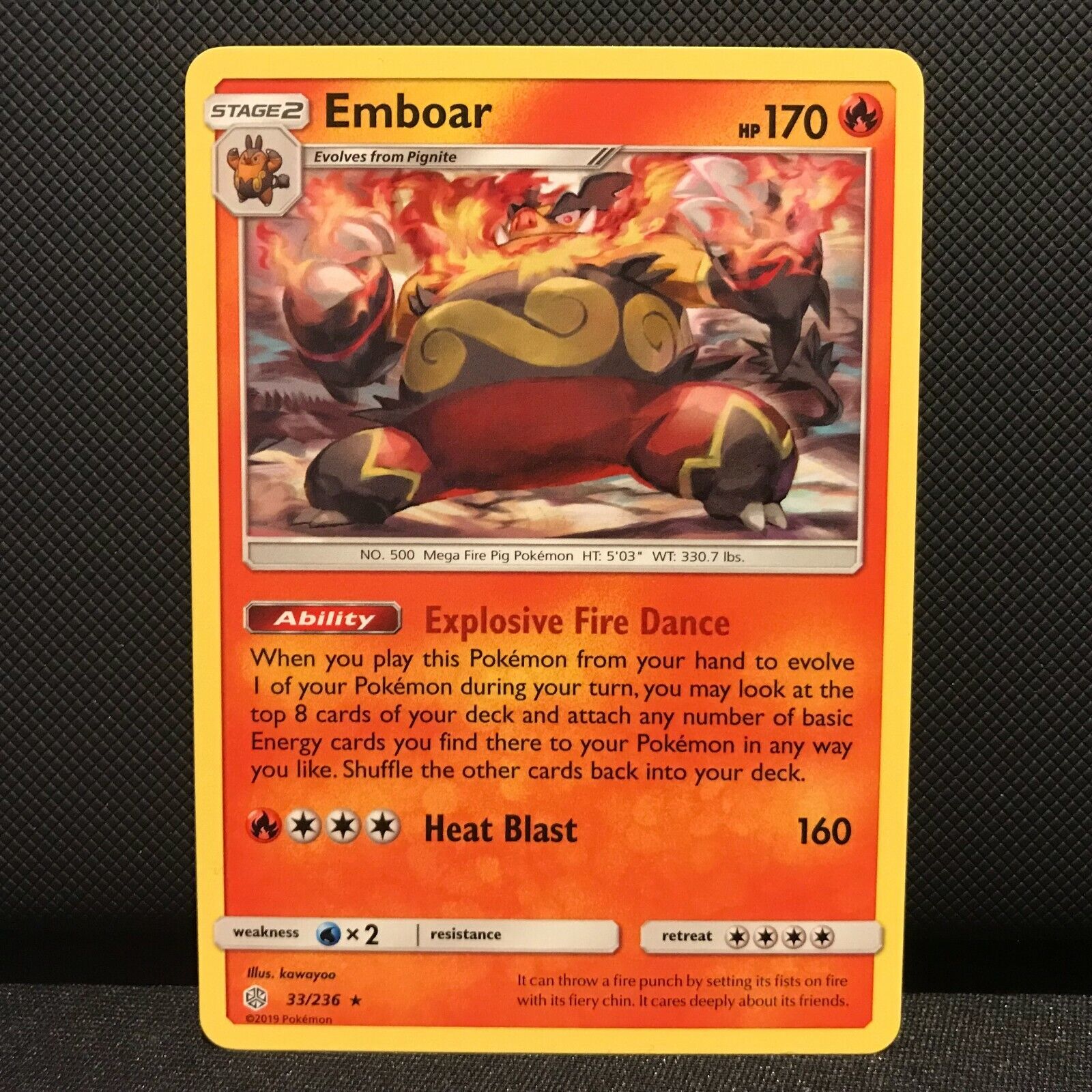 Emboar 33/236 - Cosmic Eclipse Pokemon Card - NM/Mint