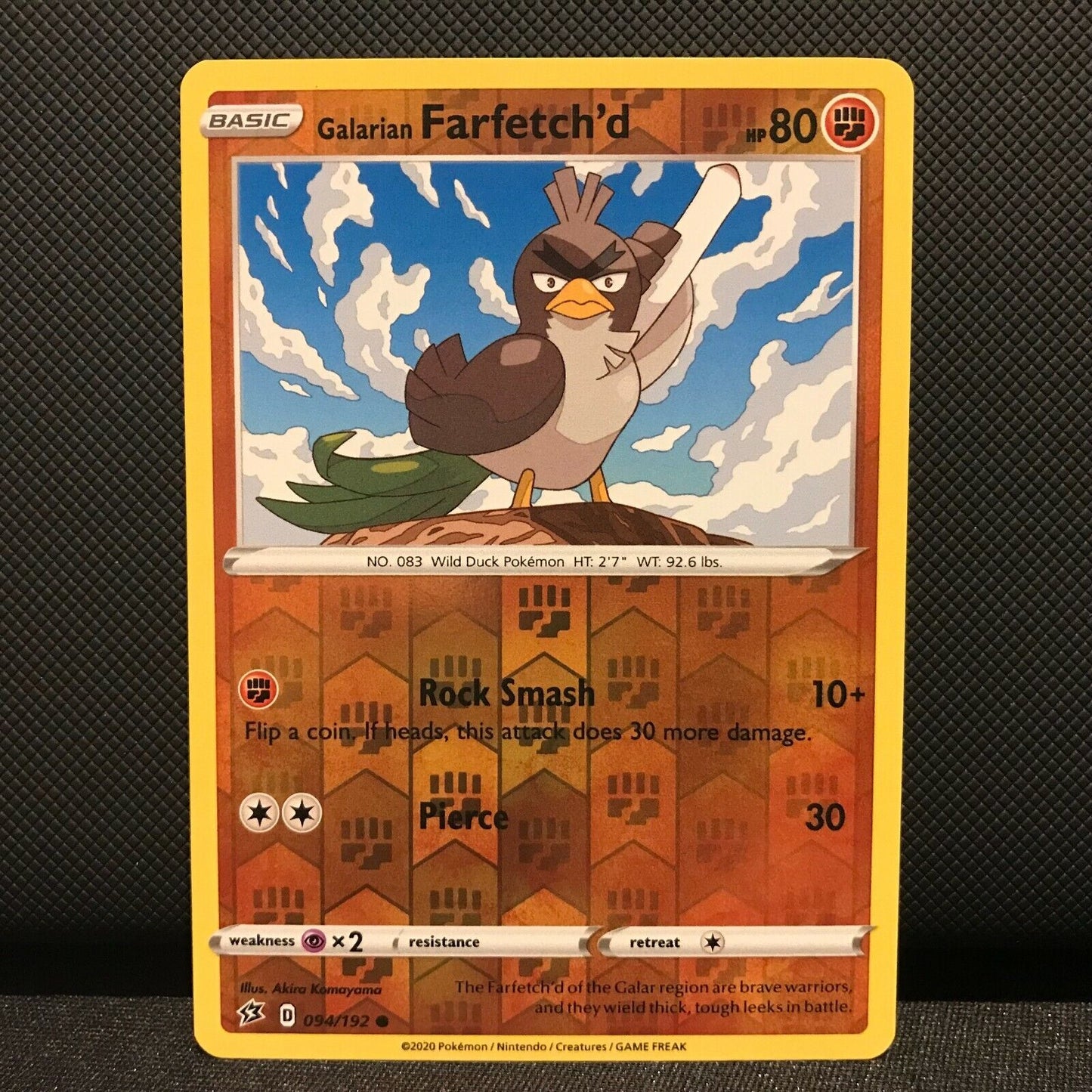 Galarian Farfetch'd Reverse Holo 94/192 - Rebel Clash Pokemon Card NM/Mint