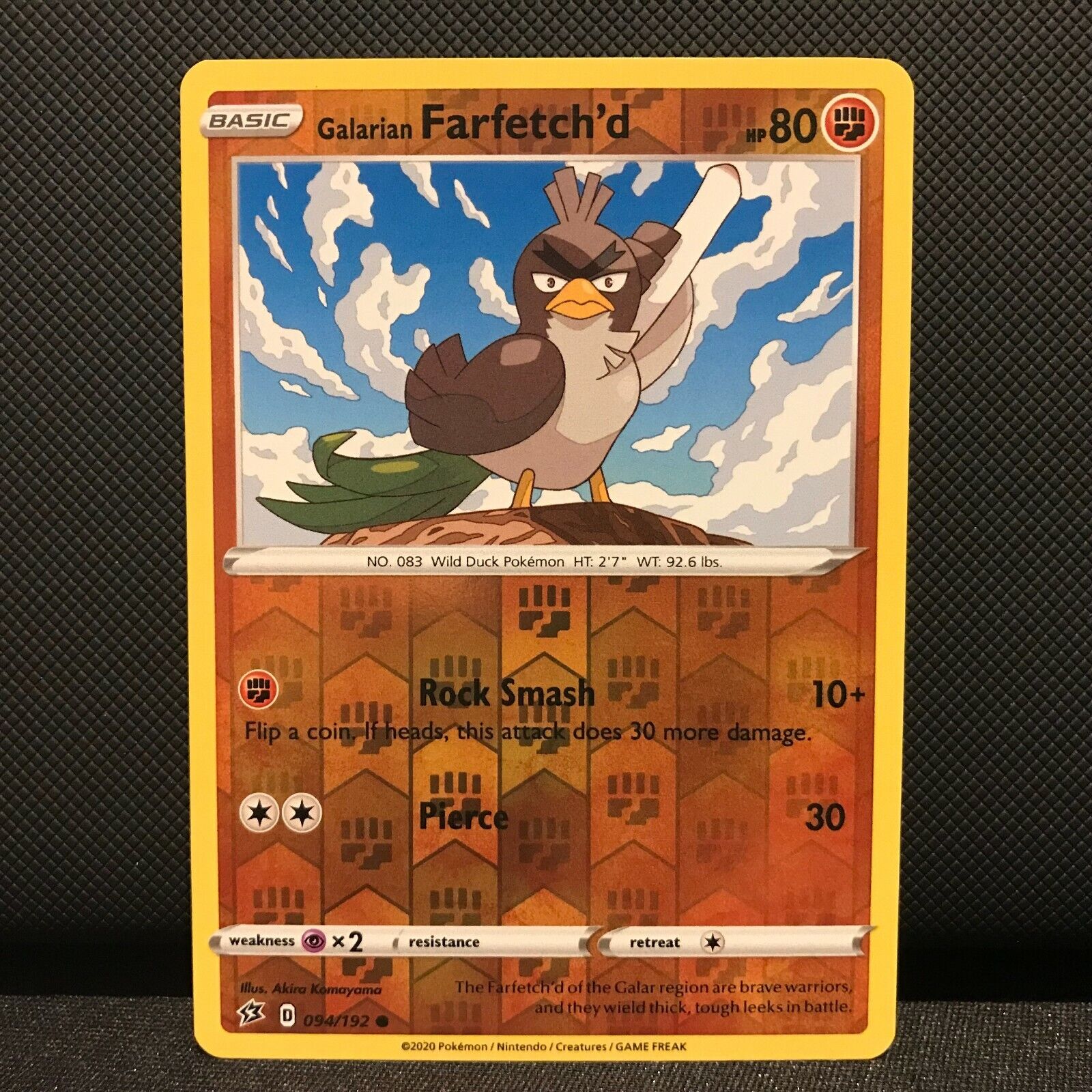 Galarian Farfetch'd Reverse Holo 94/192 - Rebel Clash Pokemon Card NM/Mint