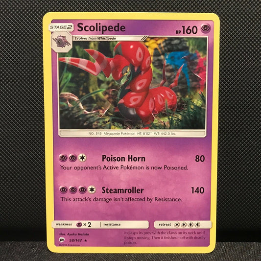 Scolipede 58/147- Burning Shadows Pokemon Card - NM/Mint
