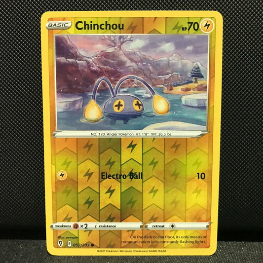 Chinchou Reverse Holo 52/203 - Evolving Skies Pokemon Card - NM/Mint