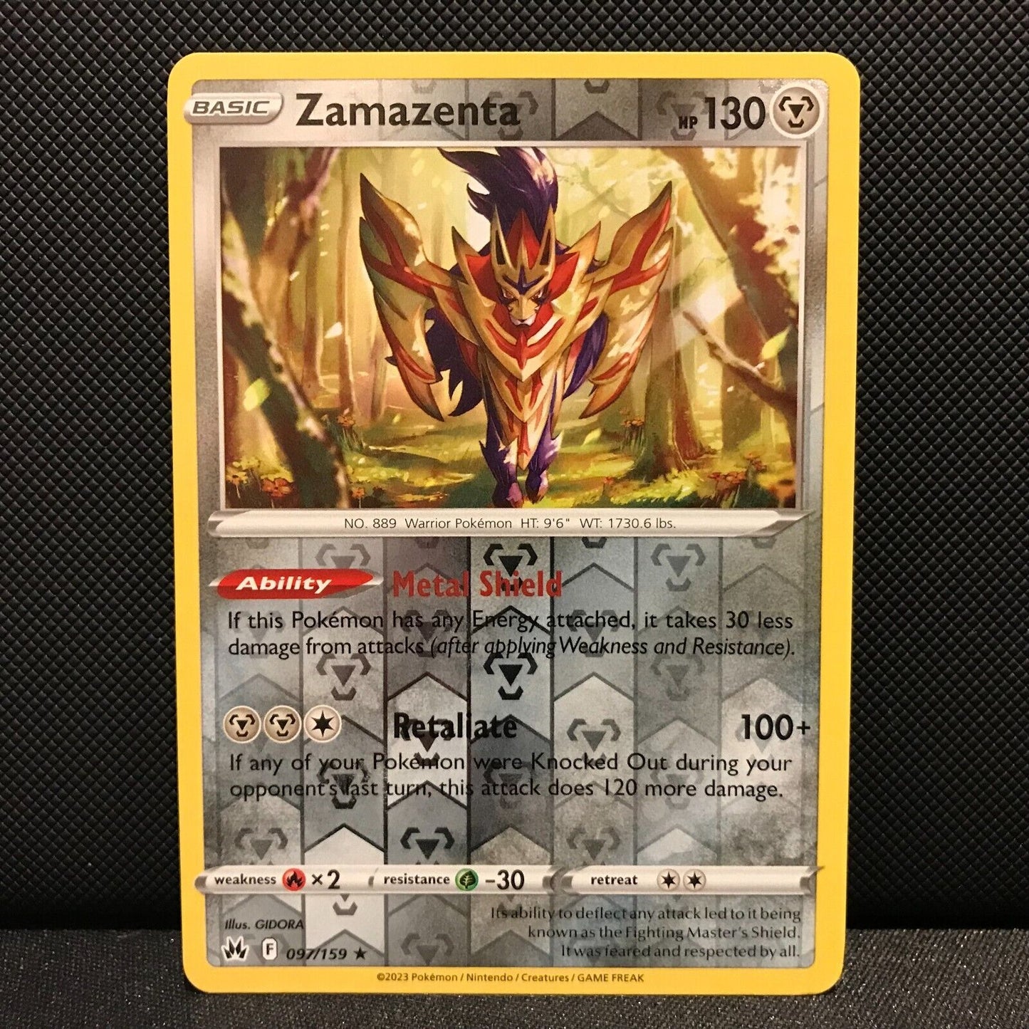 Zamazenta Reverse Holo 97/159 - Crown Zenith Pokemon Card - NM/Mint